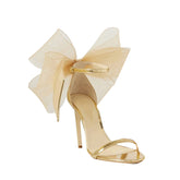 Asymmetric Bow Embellished Patent Leather High Hee